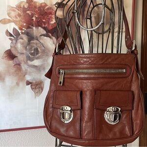 EUC Marc Jacobs Brown Leather Silver Toned Hardware Multi Pocketed Stella Bag